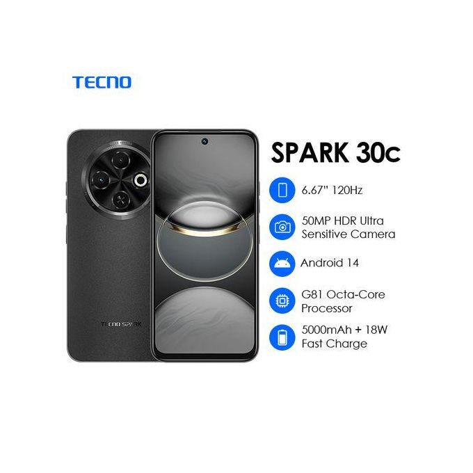 TECNO SPARK 30C - Smartphone 6.67’’ 120Hz, Batterie 5000mAh, Appareil Photo 50MP, Haut-parleurs DTS, IP54