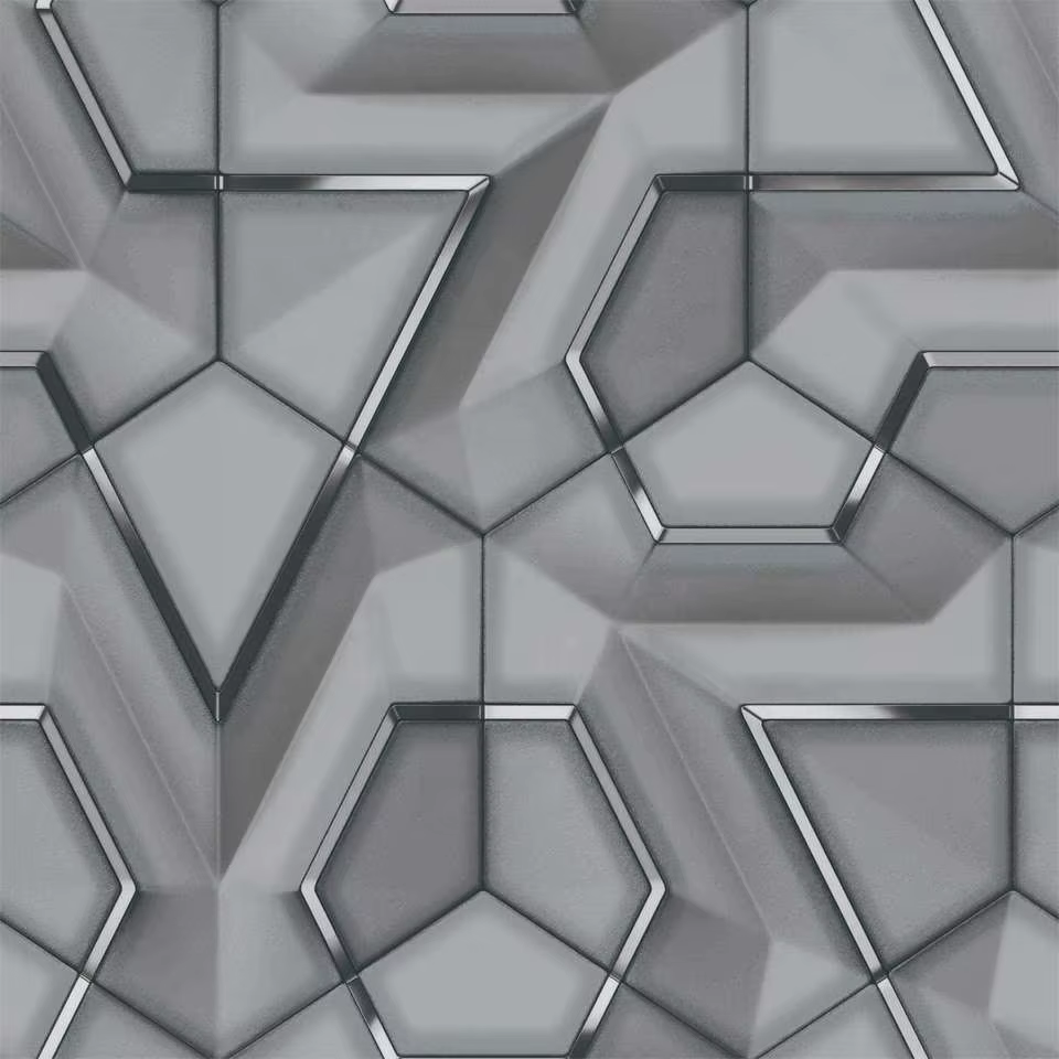 Papier peint PVC 3D A‑Grade – motif géométrique métallique
