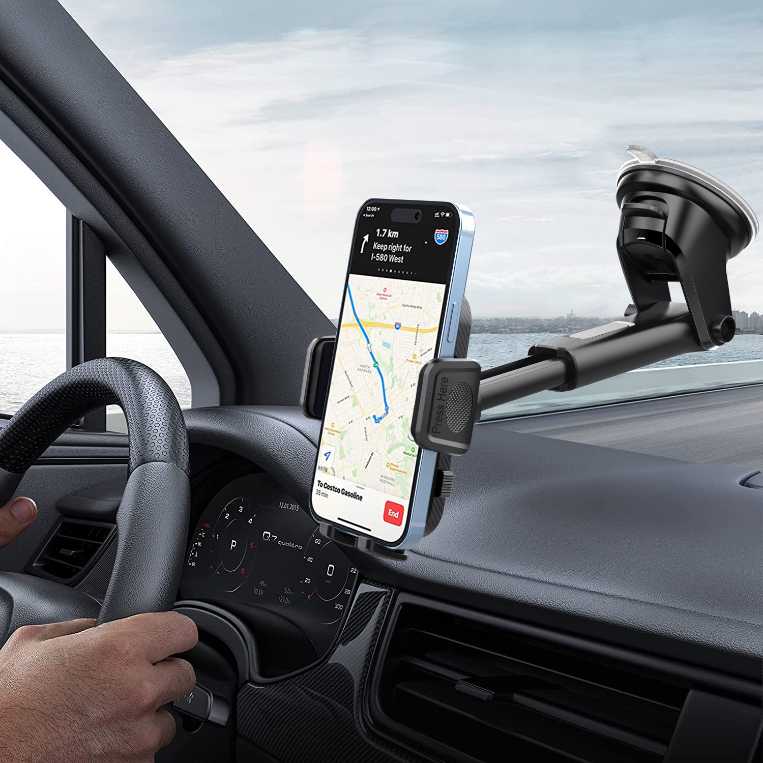 Support Voiture Universel Ultra-Stable V2 – Ventouse Puissante, Rotation 360° et Compatibilité Tous Smartphones