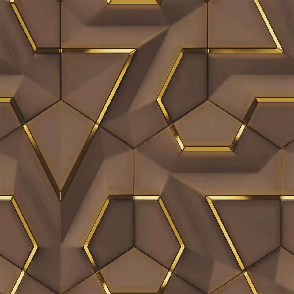 Papier peint PVC 3D A‑Grade – motif géométrique métallique