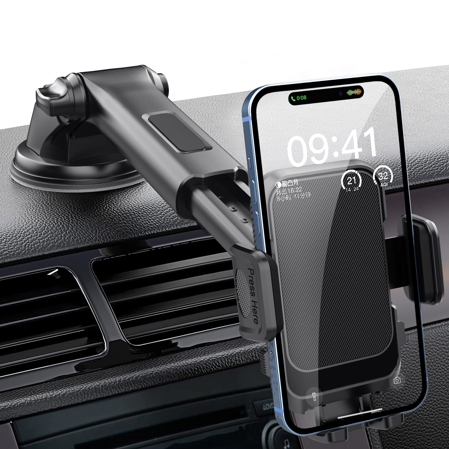 Support Voiture Universel Ultra-Stable V2 – Ventouse Puissante, Rotation 360° et Compatibilité Tous Smartphones