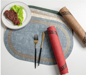 Lot de 2 sets de table ovales nord‑euro en silicone, rouge 45×30 cm