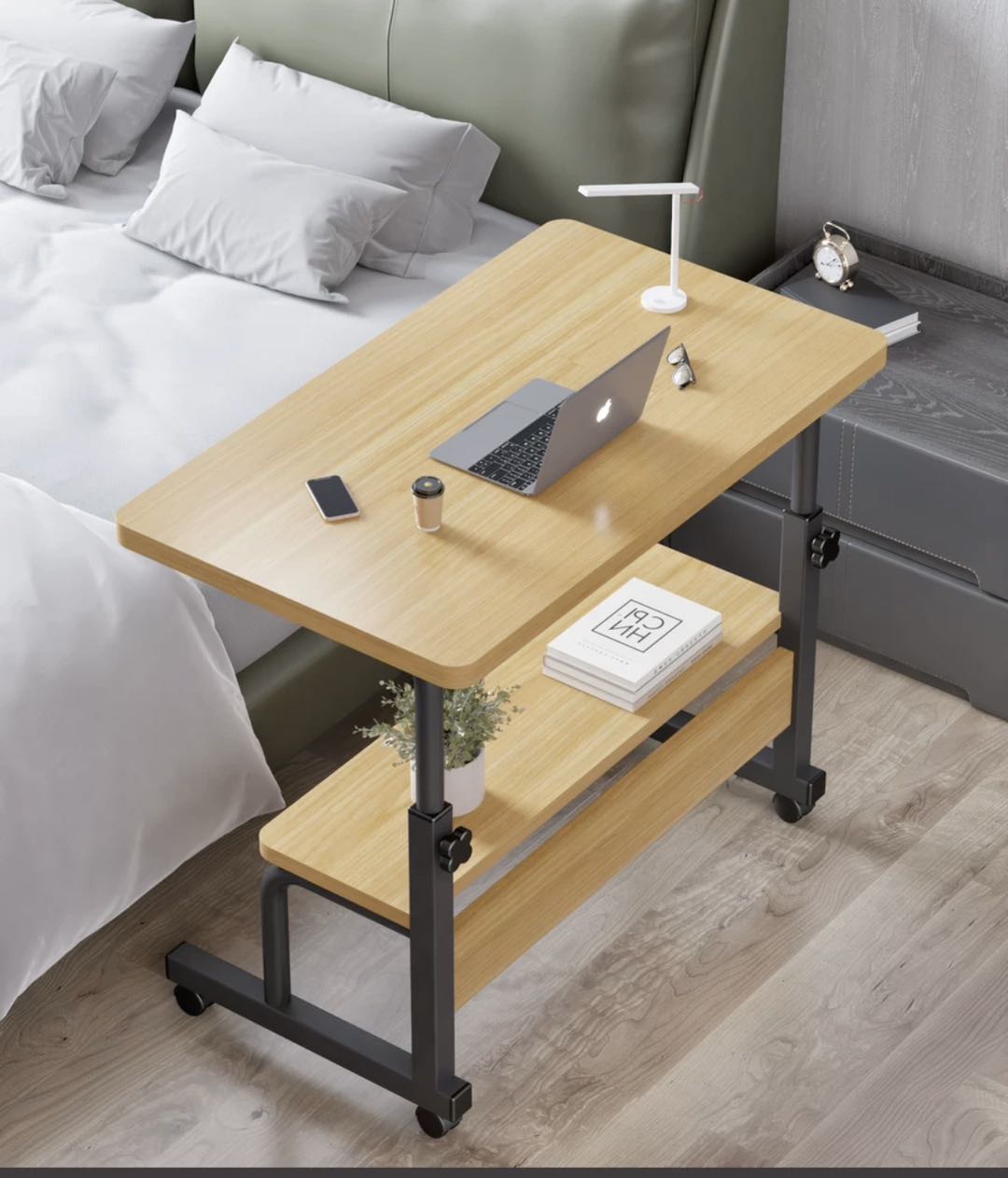 Table mobile réglable en hauteur – poste de travail sur roulettes