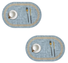 Lot de 2 sets de table ovales nord‑euro en silicone, rouge 45×30 cm